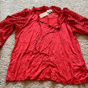 Anthropologie Maeve Red Patterned Women's Top Size 1X